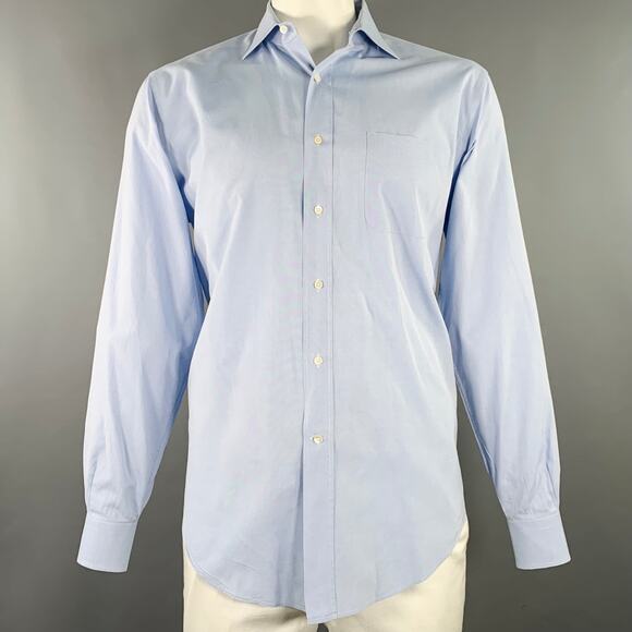 BREUER Size L Blue Cotton One Pocket Long Sleeve Shirt - Picture 1 of 5